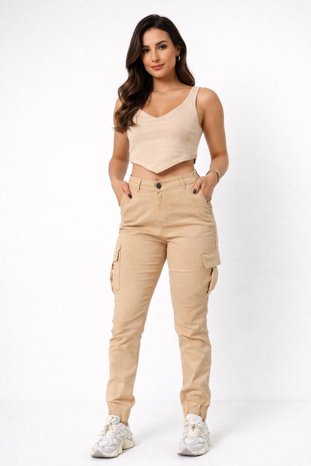 Calça cargo sarja colorida